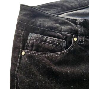 WHBM Black Velvet Jeans Straight Leg Rhinestone Studded Pockets Womens 12S NEW